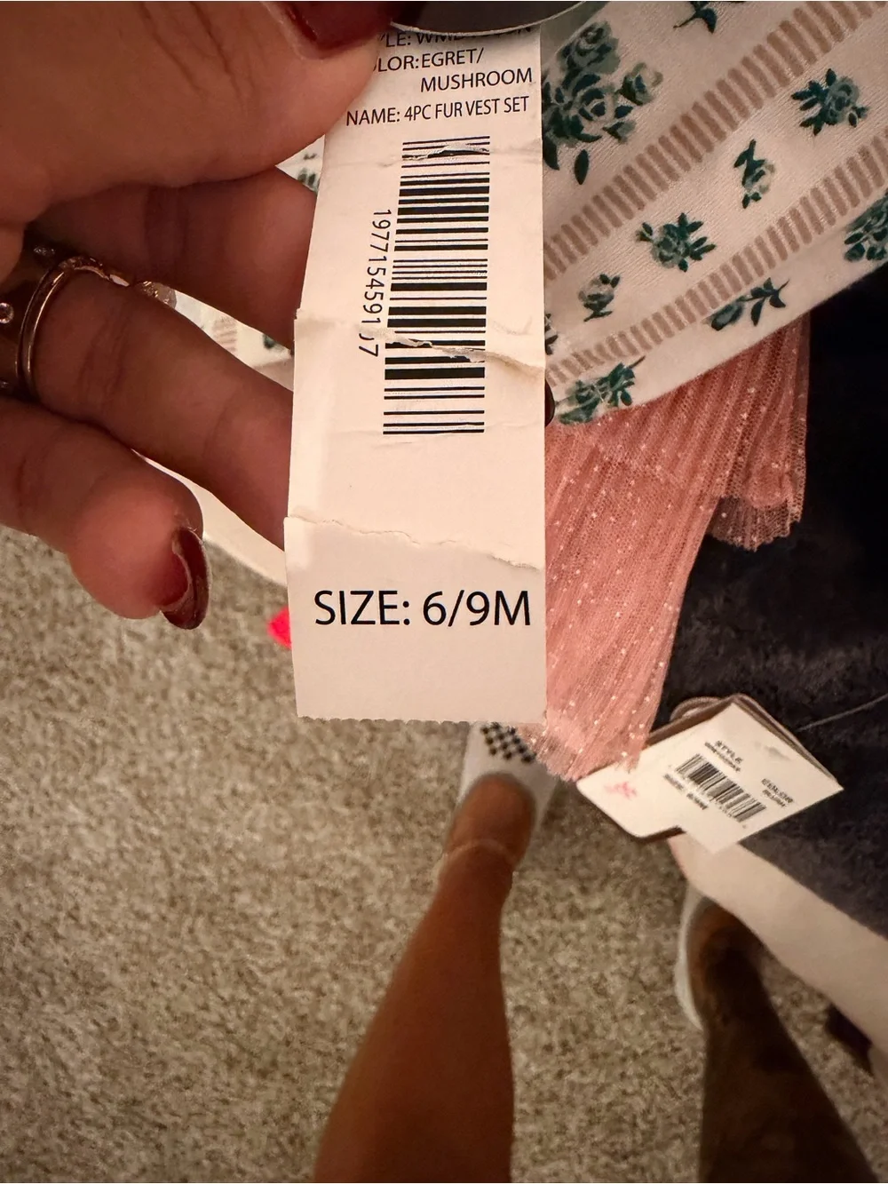 Nicole Miller New York Teal Faux Fur Vest & Floral Bodysuit Set